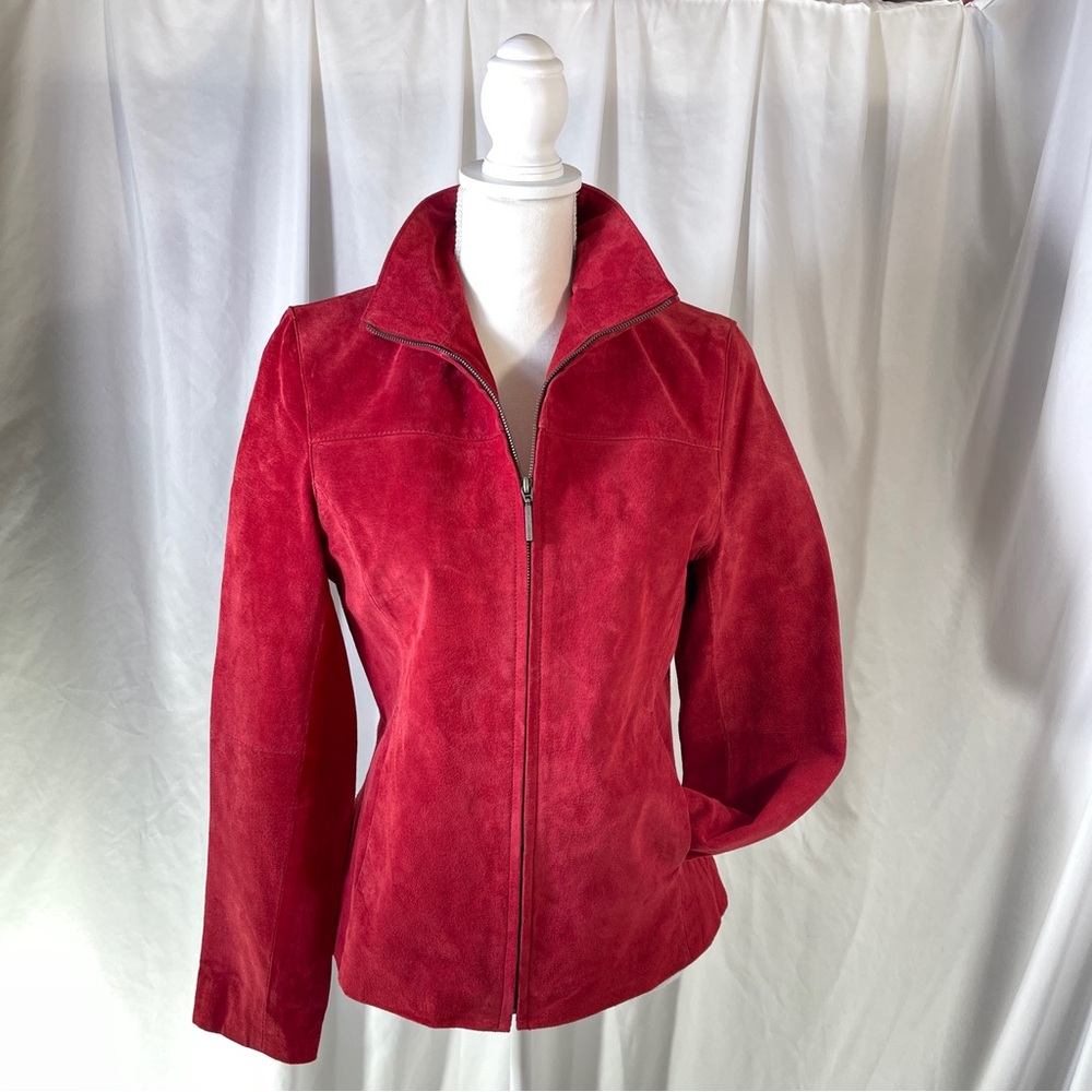 VintageBoston HarbourGenuine Suede Jacket (Small) - CherryRed Holiday Elegance